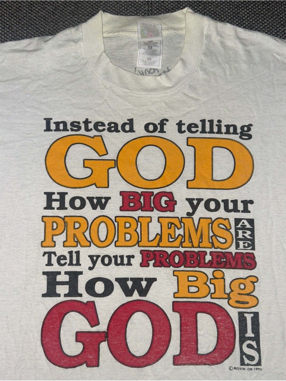 Rare 90s God Religious Message White Single Stitch Jesus Tee